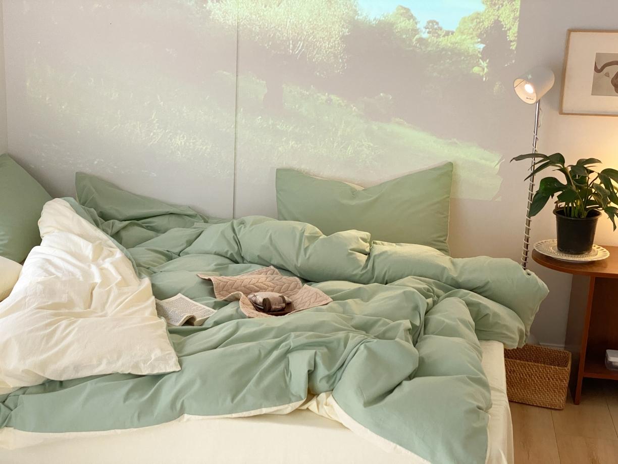 91家纺网 家纺一手货源 找家纺 （总）梦享生活家居 2021新款水洗棉双拼四件套