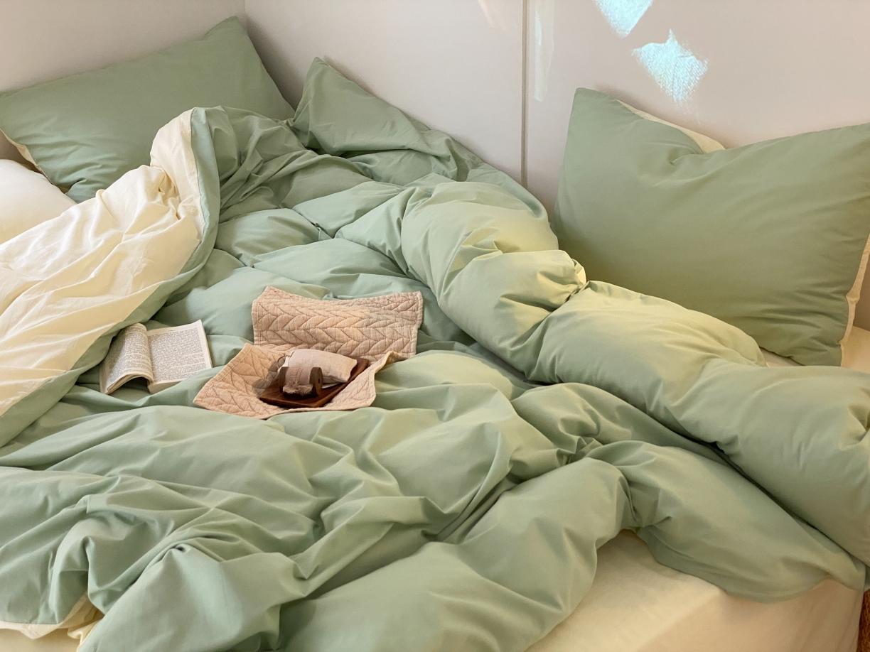 91家纺网 家纺一手货源 找家纺 （总）梦享生活家居 2021新款水洗棉双拼四件套