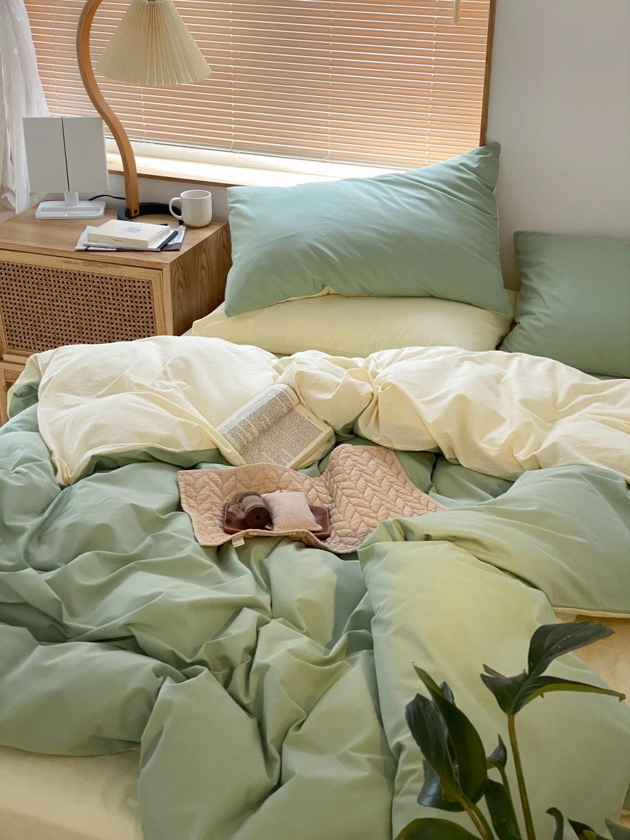 91家纺网 家纺一手货源 找家纺 （总）梦享生活家居 2021新款水洗棉双拼四件套