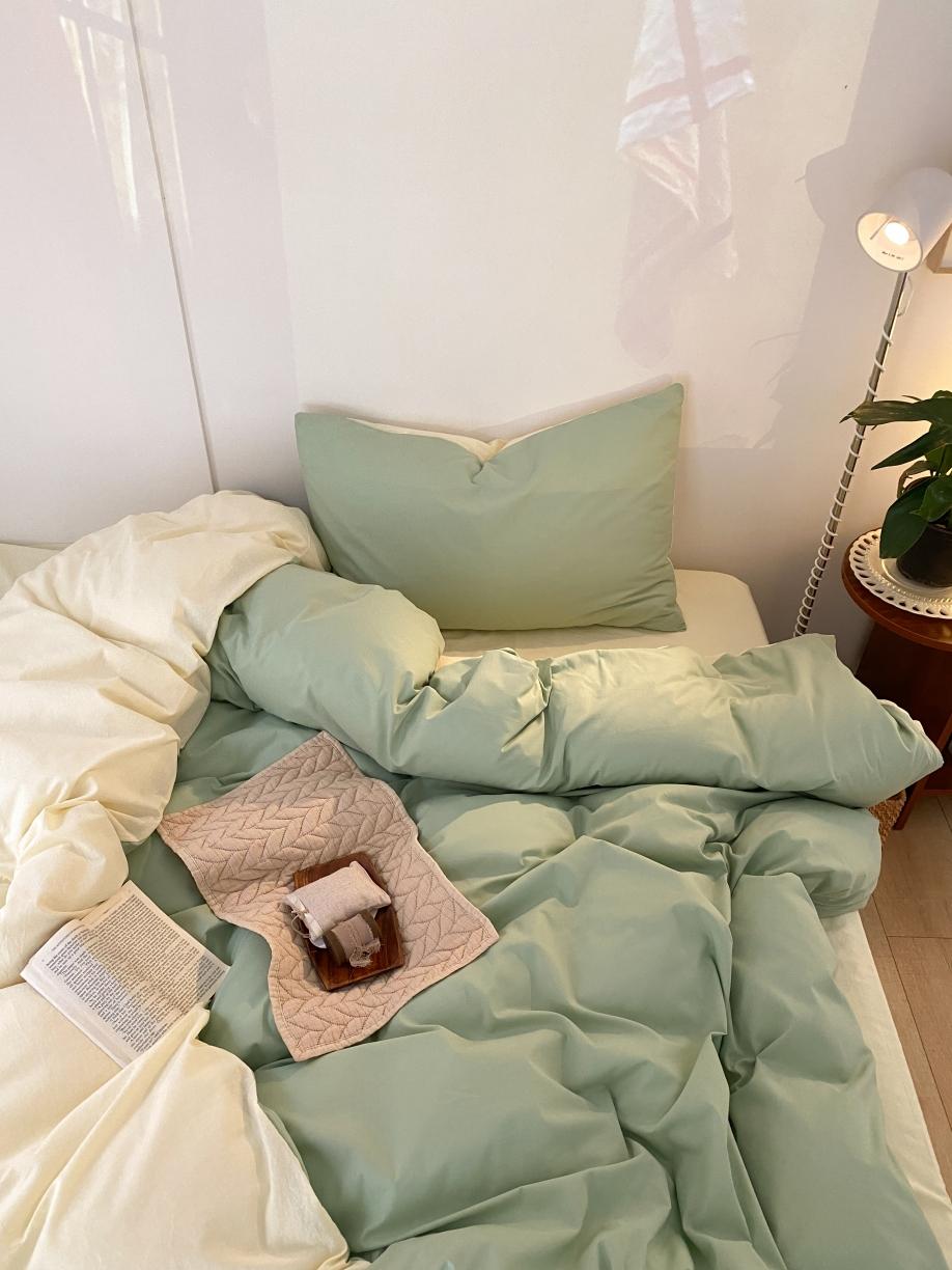 91家纺网 家纺一手货源 找家纺 （总）梦享生活家居 2021新款水洗棉双拼四件套