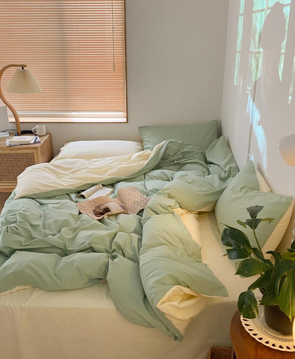 91家纺网 家纺一手货源 找家纺 （总）梦享生活家居 2021新款水洗棉双拼四件套