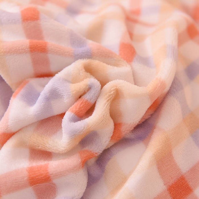 91家纺网 家纺一手货源 找家纺 欧冠家纺 2021新款保暖牛奶绒单被套 橙-格子