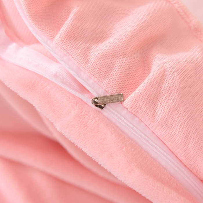 91家纺网 家纺一手货源 找家纺 欧冠家纺 2021新款保暖牛奶绒单被套 粉-爱心