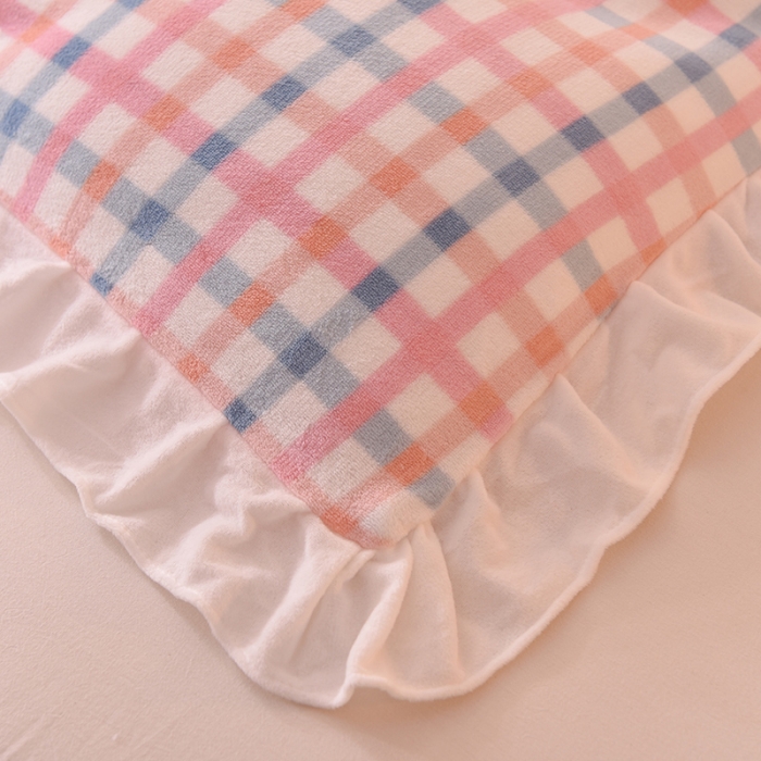 91家纺网 家纺一手货源 找家纺 欧冠家纺 2021新款保暖牛奶绒单被套 粉-格子