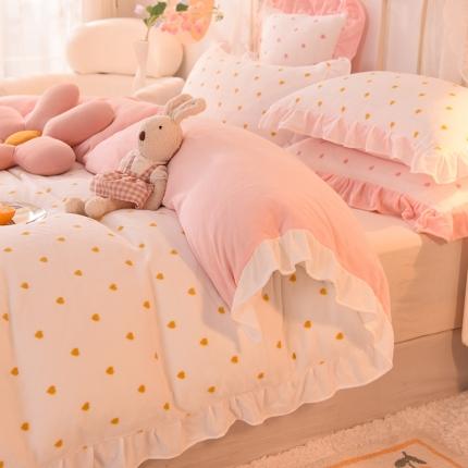 欧冠家纺 2021新款保暖牛奶绒单被套 黄-爱心