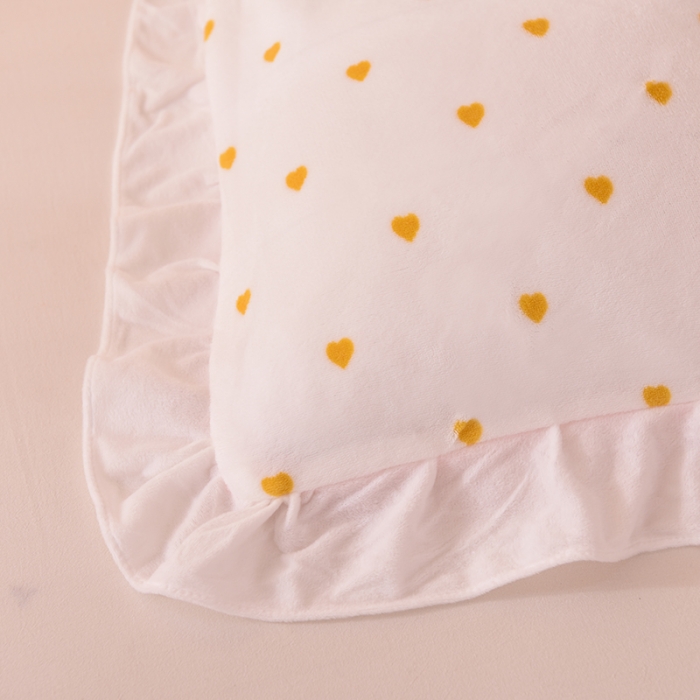 91家纺网 家纺一手货源 找家纺 欧冠家纺 2021新款保暖牛奶绒单被套 黄-爱心