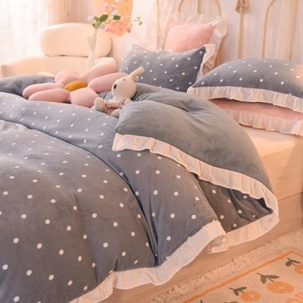 欧冠家纺 2021新款保暖牛奶绒单被套 灰-波点