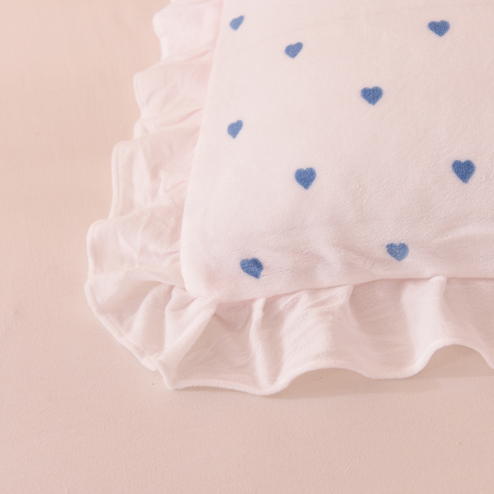 91家纺网 家纺一手货源 找家纺 欧冠家纺 2021新款保暖牛奶绒单被套 蓝-爱心