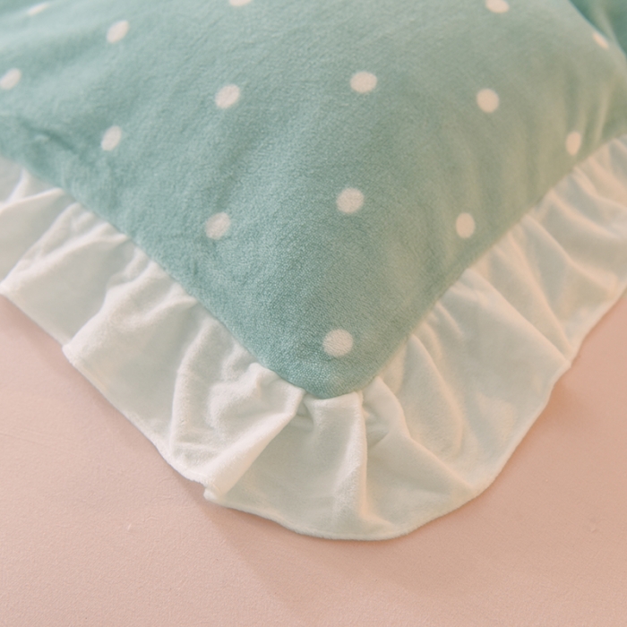 91家纺网 家纺一手货源 找家纺 欧冠家纺 2021新款保暖牛奶绒单被套 绿-波点