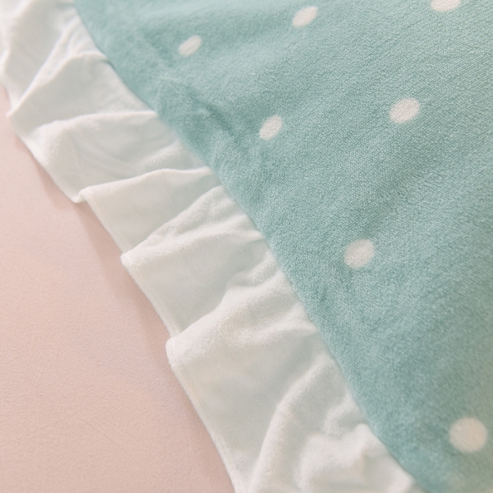 91家纺网 家纺一手货源 找家纺 欧冠家纺 2021新款保暖牛奶绒单被套 绿-波点