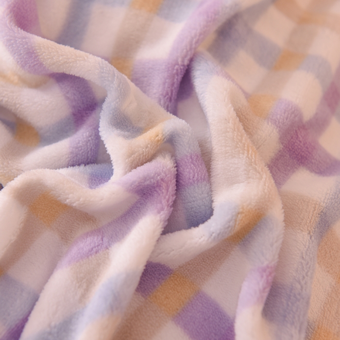 91家纺网 家纺一手货源 找家纺 欧冠家纺 2021新款保暖牛奶绒单被套 紫-格子