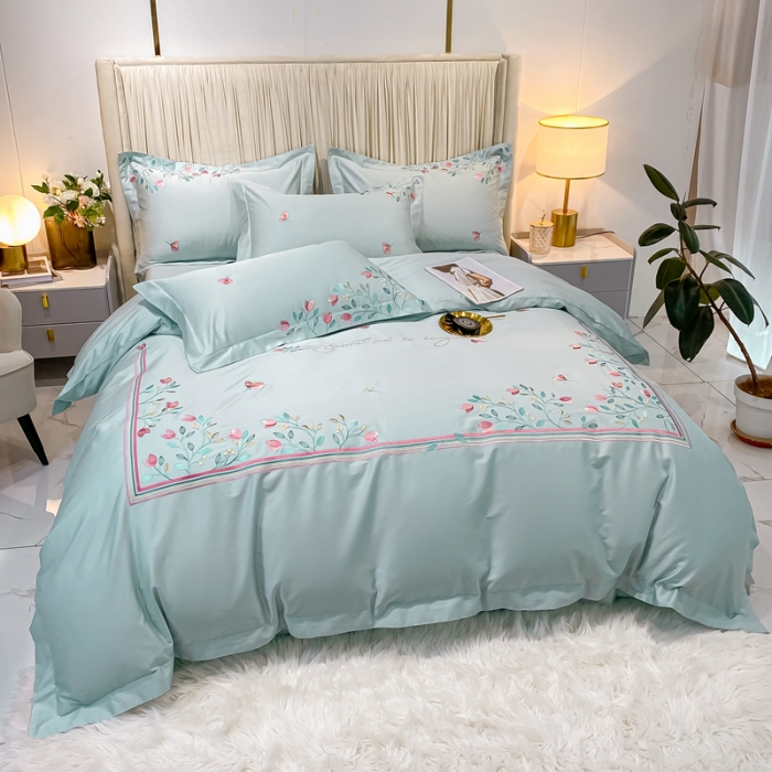 91家纺网 家纺一手货源 找家纺 （总）品家居2021新款贝拉花园180支全棉澳棉刺绣四件套