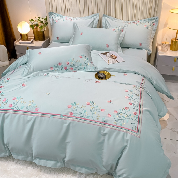 91家纺网 家纺一手货源 找家纺 （总）品家居2021新款贝拉花园180支全棉澳棉刺绣四件套