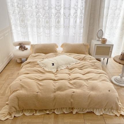 91家纺网 家纺一手货源 找家纺 玛奇朵 2021秋冬新款泰迪绒系列四件套 泰迪-栗色