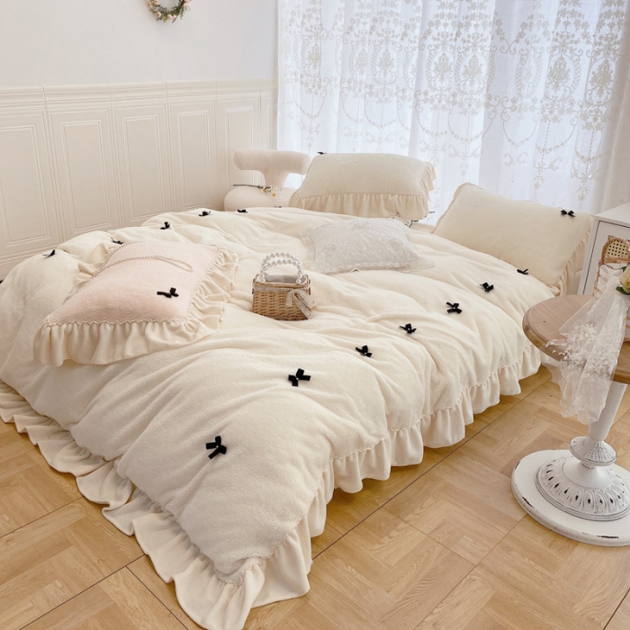 91家纺网 家纺一手货源 找家纺 （总）玛奇朵 2021秋冬新款240克进口泰迪绒四件套-仙朵