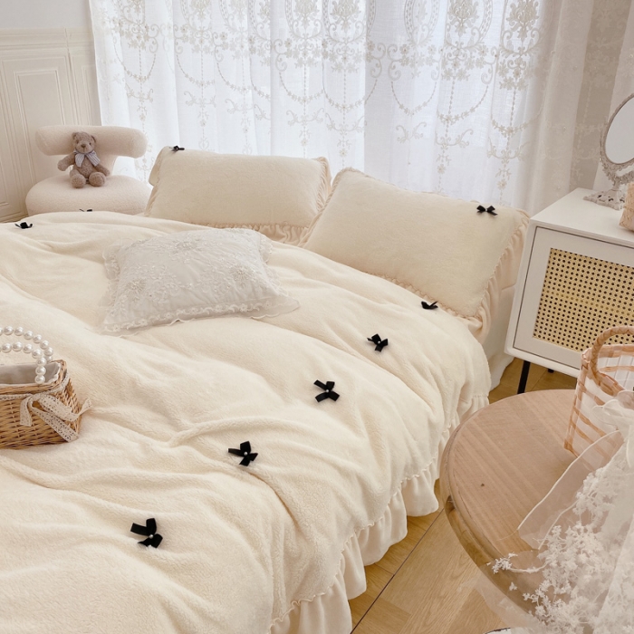 91家纺网 家纺一手货源 找家纺 （总）玛奇朵 2021秋冬新款240克进口泰迪绒四件套-仙朵