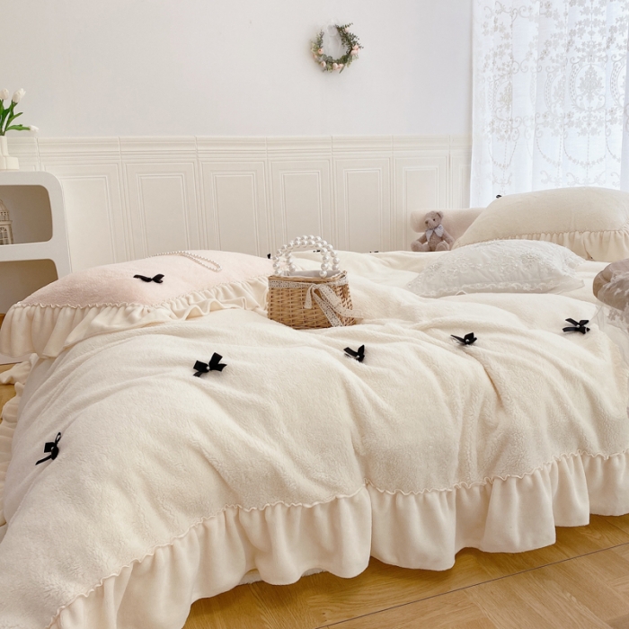 91家纺网 家纺一手货源 找家纺 （总）玛奇朵 2021秋冬新款240克进口泰迪绒四件套-仙朵