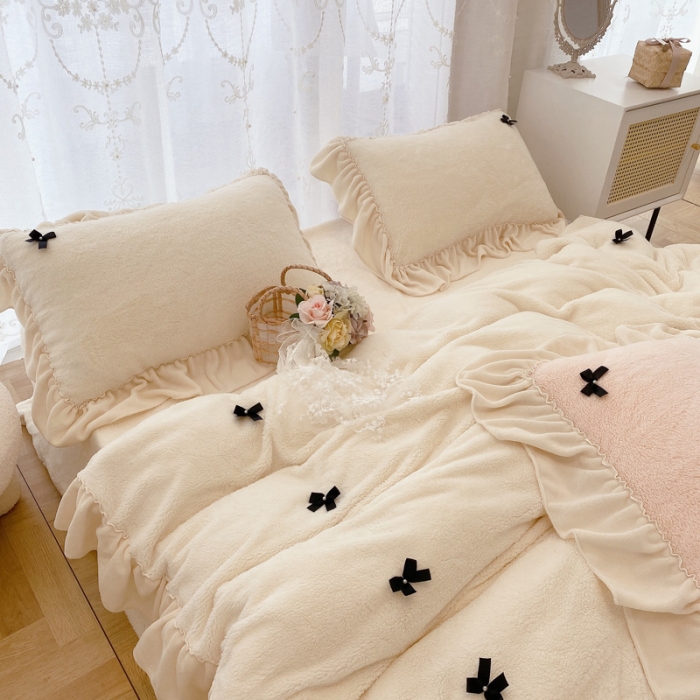 91家纺网 家纺一手货源 找家纺 （总）玛奇朵 2021秋冬新款240克进口泰迪绒四件套-仙朵