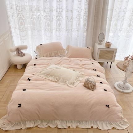 玛奇朵 2021秋冬新款240克进口泰迪绒四件套-仙朵 粉