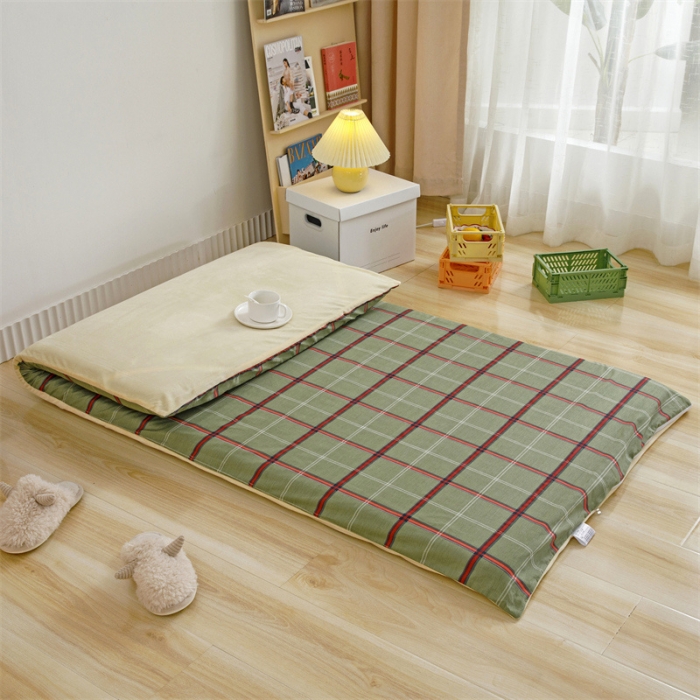 91家纺网 家纺一手货源 找家纺 凌云家纺 2021新款棉加绒床垫套 可可-绿