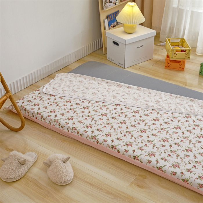 91家纺网 家纺一手货源 找家纺 凌云家纺 2021新款棉加绒床垫套 婉菲尔-粉