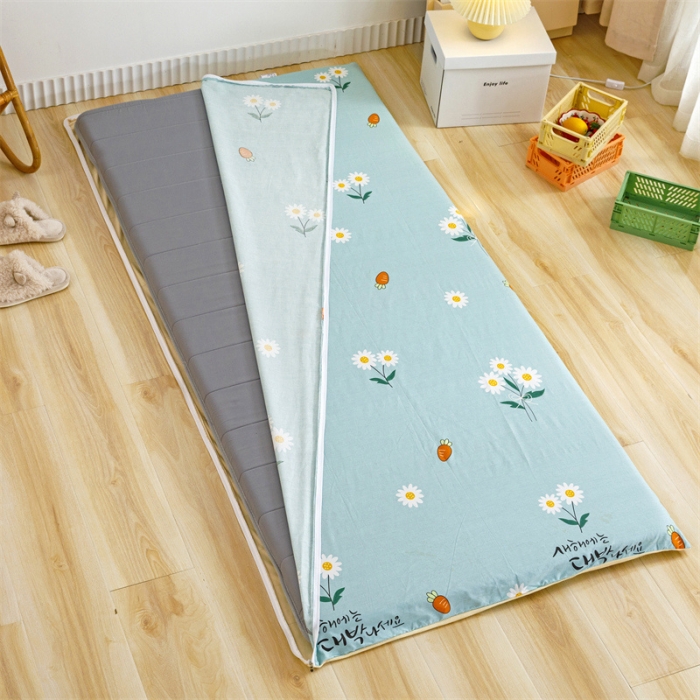 91家纺网 家纺一手货源 找家纺 凌云家纺 2021新款棉加绒床垫套 小雏菊蓝