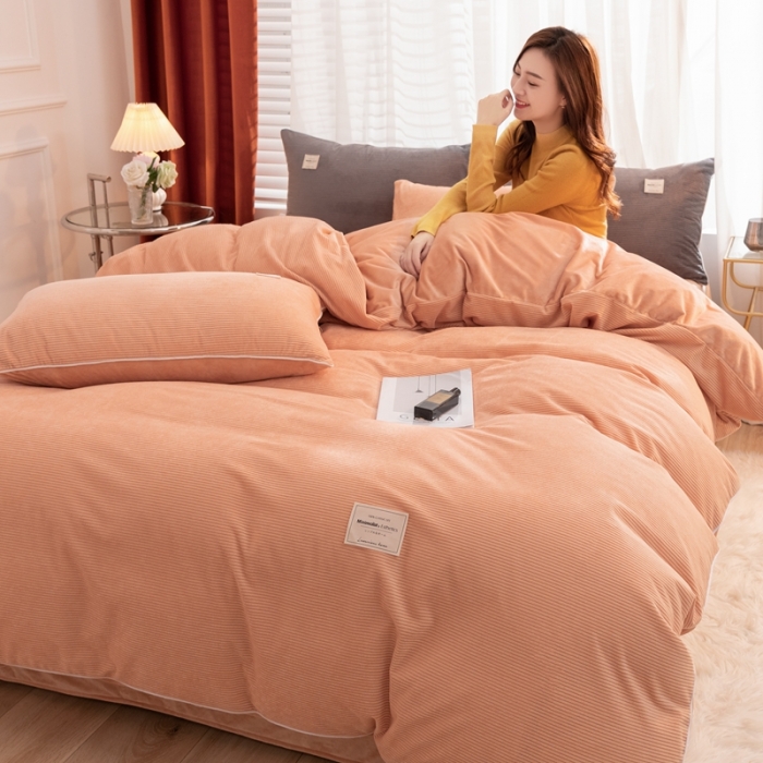 91家纺网 家纺一手货源 找家纺 （总）秀色新款婴儿绒四件套冬季牛奶绒加绒双面绒被套丝诺四件套