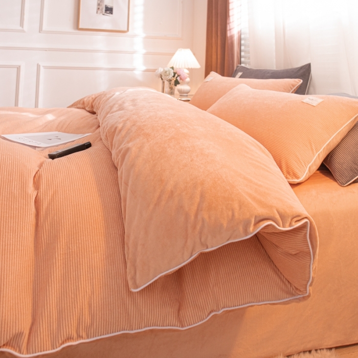 91家纺网 家纺一手货源 找家纺 （总）秀色新款婴儿绒四件套冬季牛奶绒加绒双面绒被套丝诺四件套