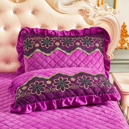 家之硕 2021新款蕾丝枕套一对 魅力紫