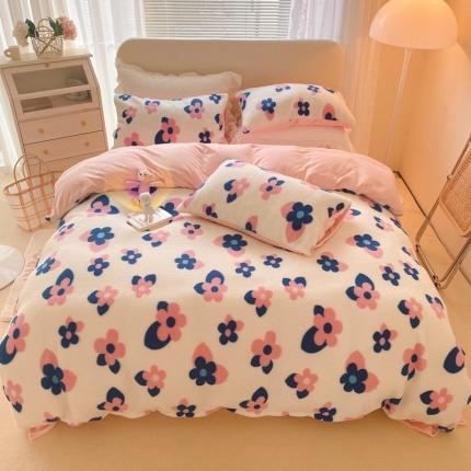 91家纺网 家纺一手货源 找家纺 卡巴伦 600g云朵羊羔绒牛奶绒四件套 莫奈云朵绒