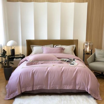 91家纺网 家纺一手货源 找家纺 2021新款进口超柔澳棉磨毛刺绣工艺款四件套恋-豆沙