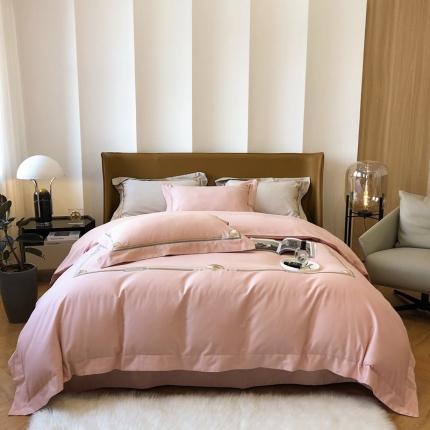 91家纺网 家纺一手货源 找家纺 2021新款进口超柔澳棉磨毛刺绣工艺款四件套恋-暮粉