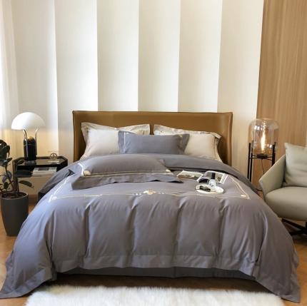 91家纺网 家纺一手货源 找家纺 2021新款进口超柔澳棉磨毛刺绣工艺款四件套恋-深灰