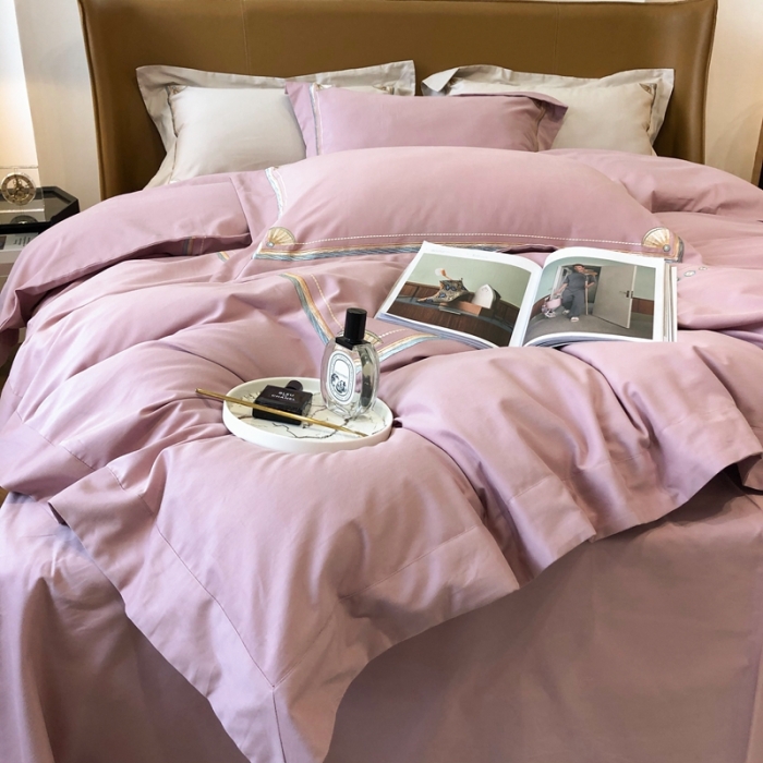 91家纺网 家纺一手货源 找家纺 2021新款进口超柔澳棉磨毛刺绣工艺款四件套恋-豆沙