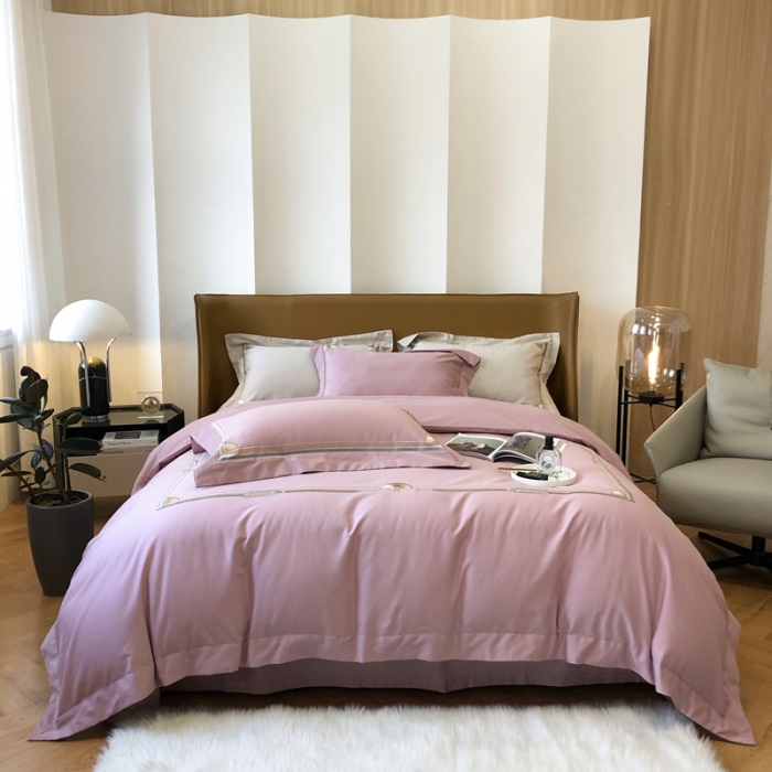 91家纺网 家纺一手货源 找家纺 2021新款进口超柔澳棉磨毛刺绣工艺款四件套恋-豆沙