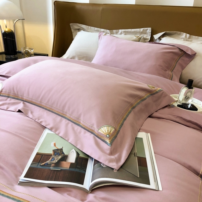 91家纺网 家纺一手货源 找家纺 2021新款进口超柔澳棉磨毛刺绣工艺款四件套恋-豆沙