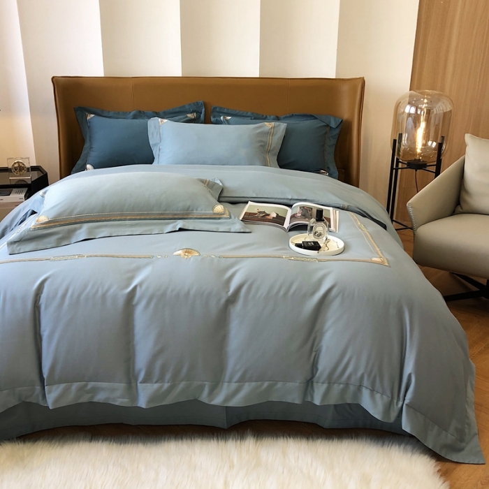 91家纺网 家纺一手货源 找家纺 2021新款进口超柔澳棉磨毛刺绣工艺款四件套恋-清绿