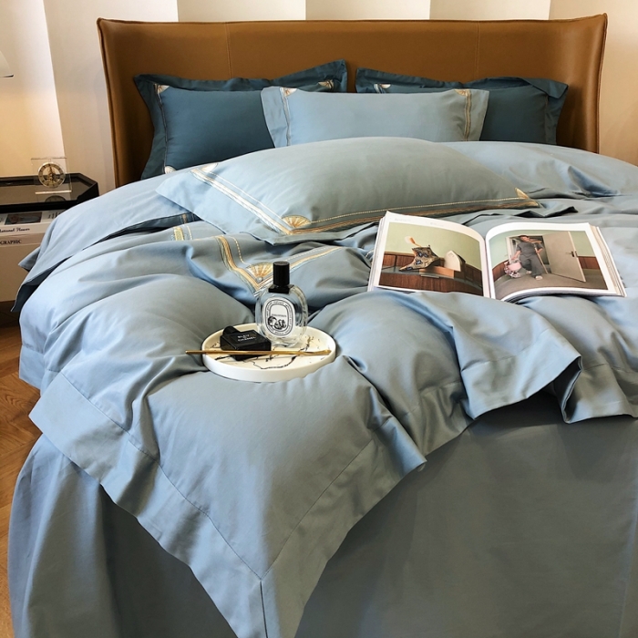 91家纺网 家纺一手货源 找家纺 2021新款进口超柔澳棉磨毛刺绣工艺款四件套恋-清绿