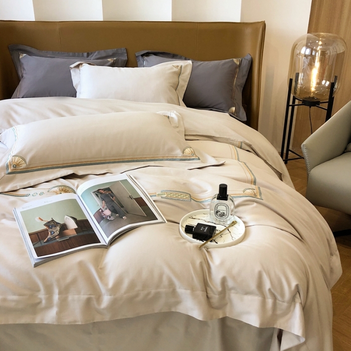 91家纺网 家纺一手货源 找家纺 2021新款进口超柔澳棉磨毛刺绣工艺款四件套恋-柔白