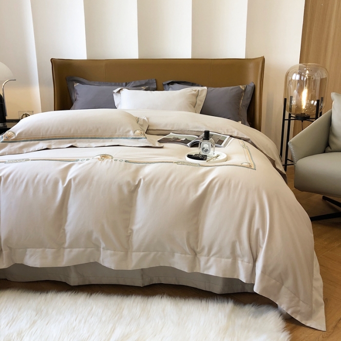 91家纺网 家纺一手货源 找家纺 2021新款进口超柔澳棉磨毛刺绣工艺款四件套恋-柔白