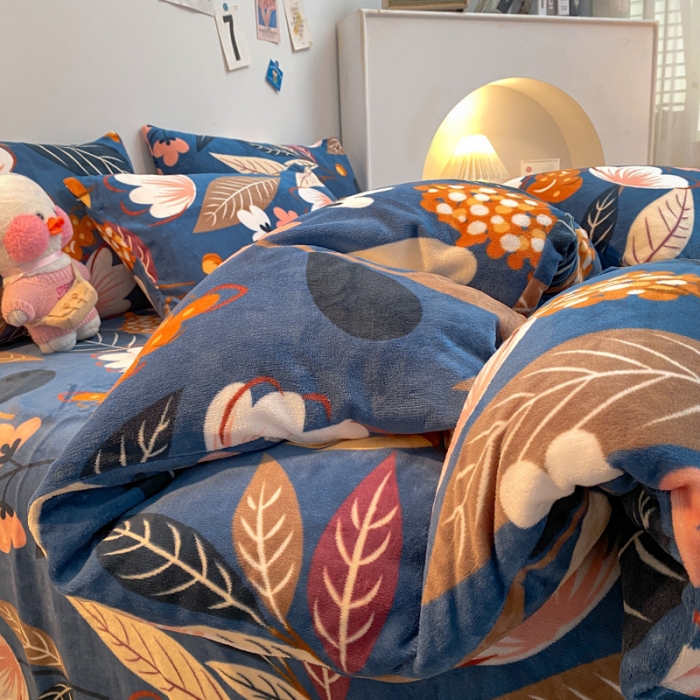 91家纺网 家纺一手货源 找家纺 金爱家 2021新款跑量款牛奶绒四件套 花花