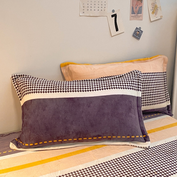 91家纺网 家纺一手货源 找家纺 金爱家 2021新款跑量款牛奶绒四件套 千鸟格