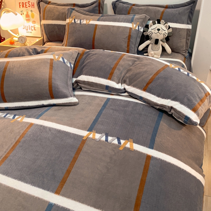 91家纺网 家纺一手货源 找家纺 金爱家 2021新款跑量款牛奶绒四件套 格言