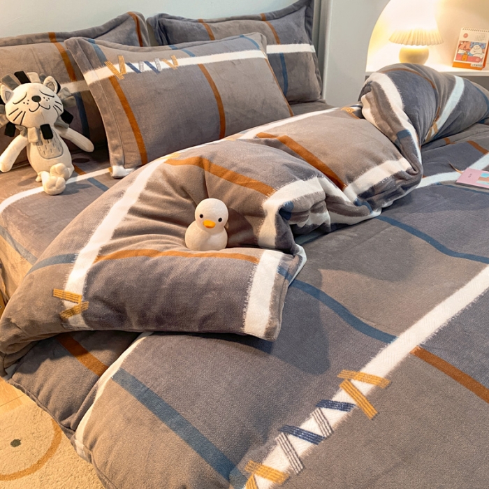 91家纺网 家纺一手货源 找家纺 金爱家 2021新款跑量款牛奶绒四件套 格言