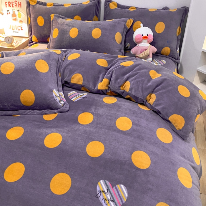 91家纺网 家纺一手货源 找家纺 金爱家 2021新款跑量款牛奶绒四件套 七彩心圆