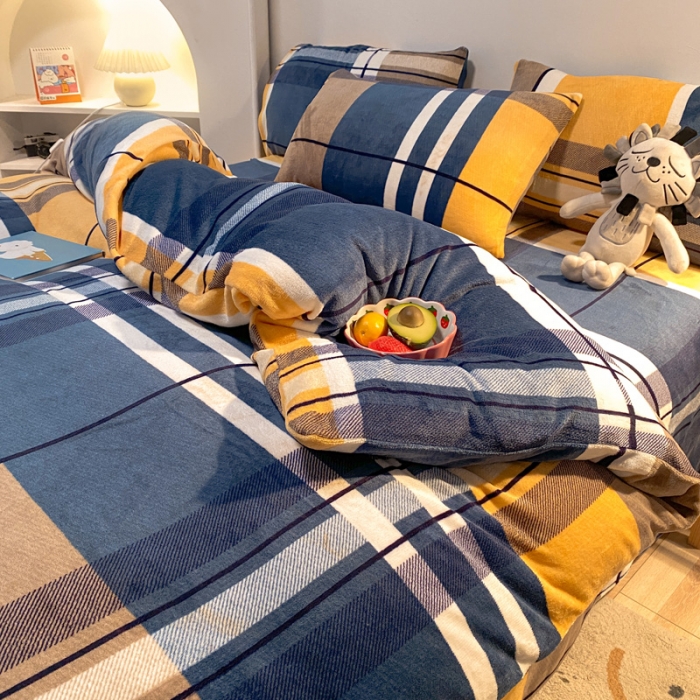 91家纺网 家纺一手货源 找家纺 金爱家 2021新款跑量款牛奶绒四件套 时简