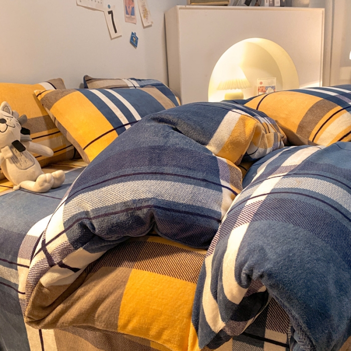 91家纺网 家纺一手货源 找家纺 金爱家 2021新款跑量款牛奶绒四件套 时简