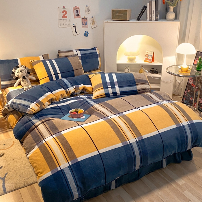 91家纺网 家纺一手货源 找家纺 金爱家 2021新款跑量款牛奶绒四件套 时简