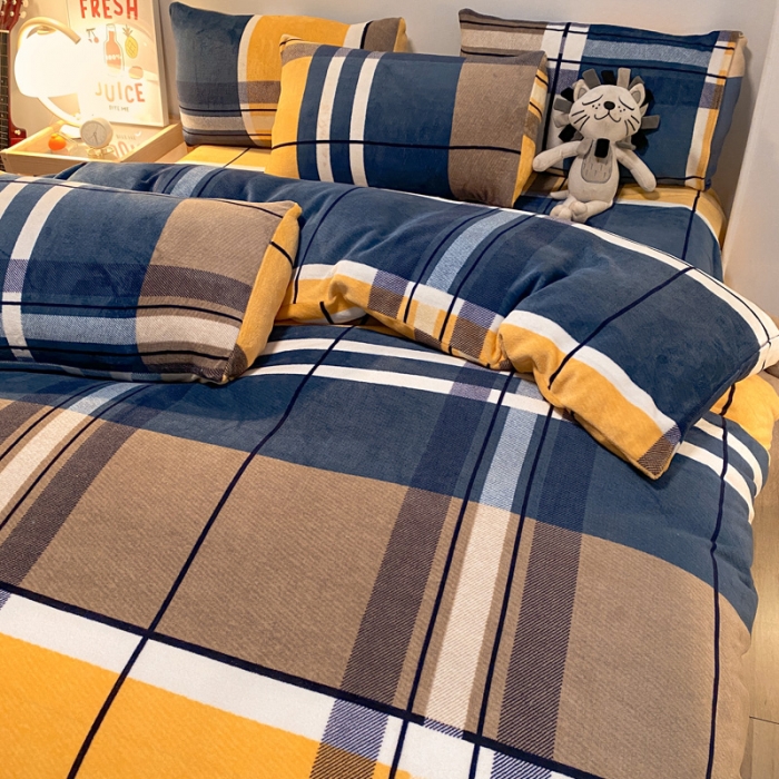 91家纺网 家纺一手货源 找家纺 金爱家 2021新款跑量款牛奶绒四件套 时简