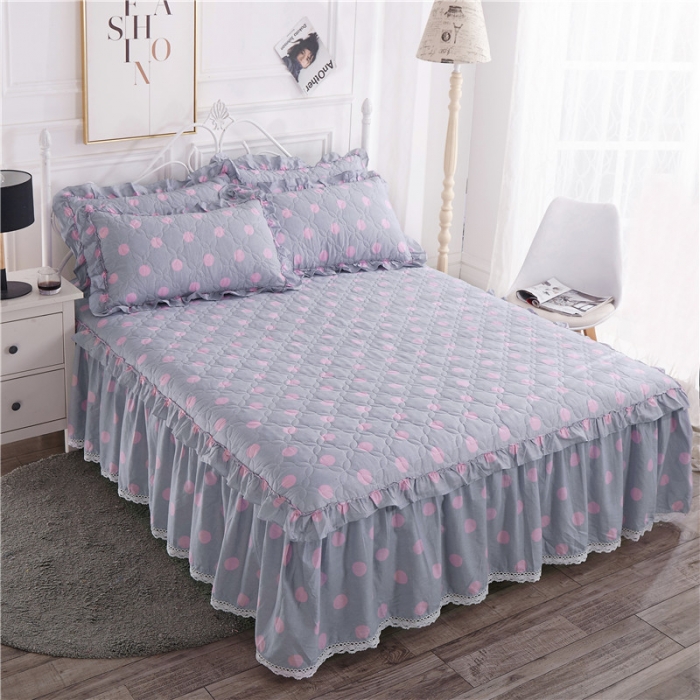 91家纺网 家纺一手货源 找家纺 纽缦 2021新款上下边夹棉四件套 粉波点